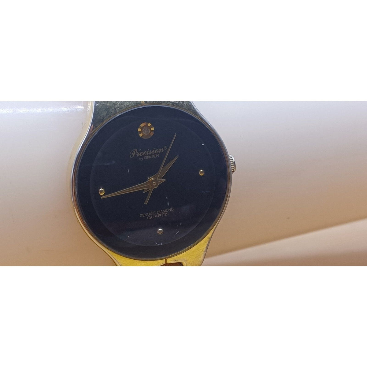 Vintage Precision by Gruen Diamond Quartz Gold-Tone Genuine Diamond Watch