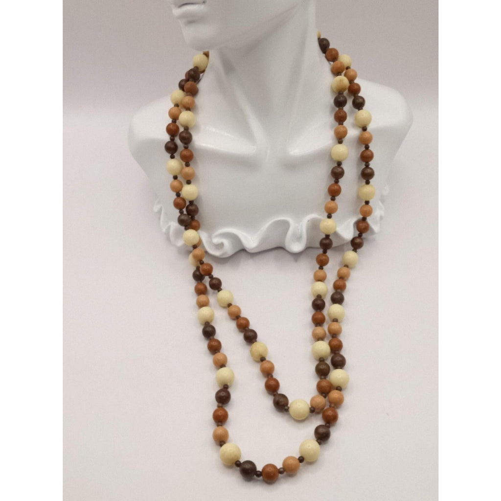 Vintage Beaded CHOCOLATE DIVA Tri Shade Strand Long 48" Necklace