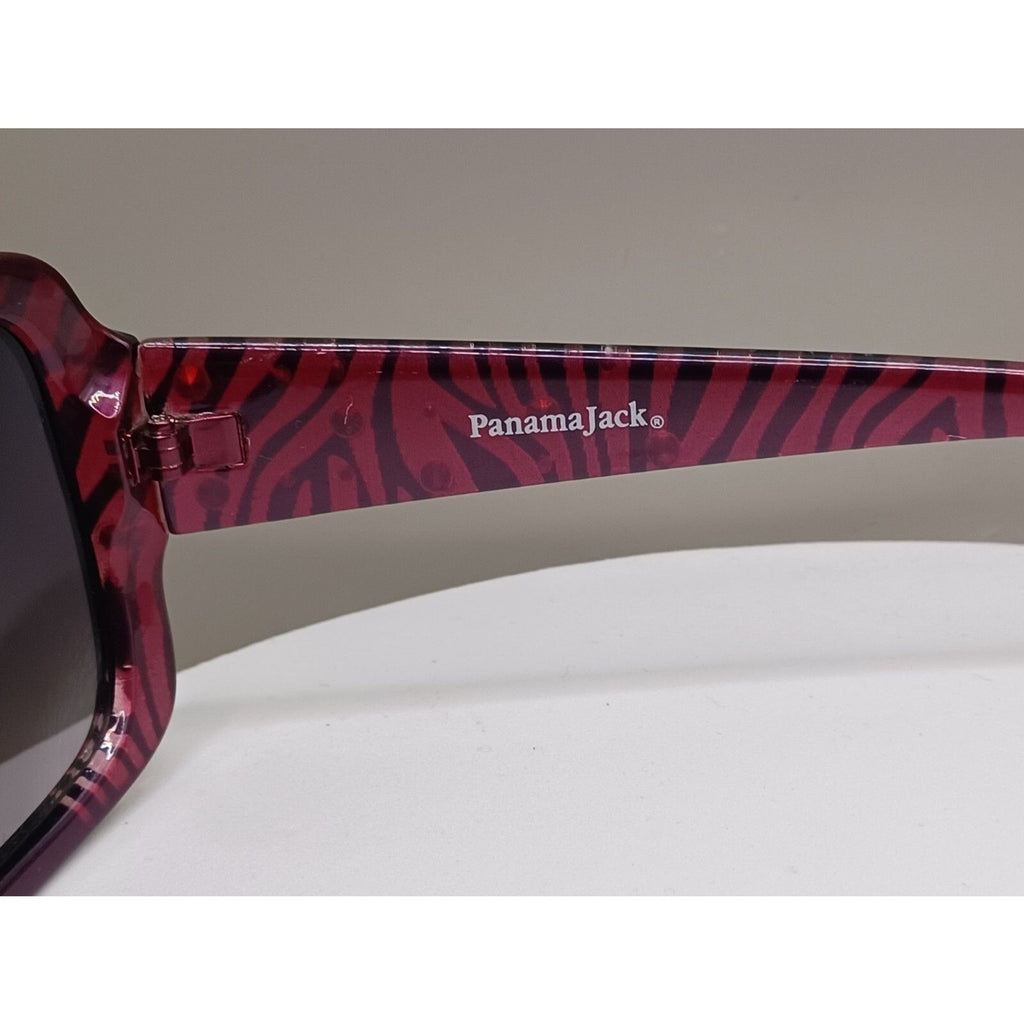 Panama Jack Pink and Black Zebra Print Rhinestone Bling Sunglasses