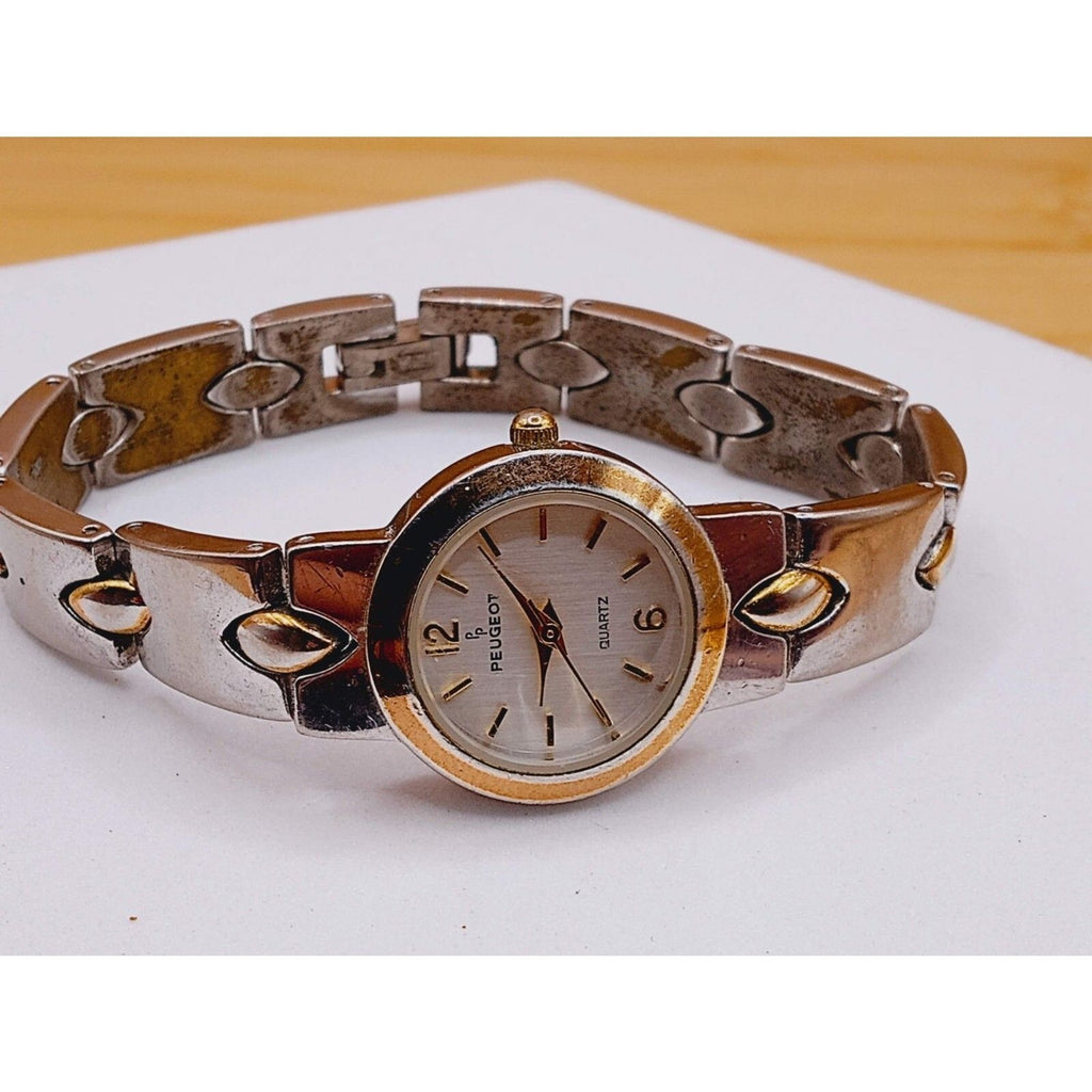 Peugeot 746 Watch Women's Silver And Gold Tone Band WORKING Vintage Watch