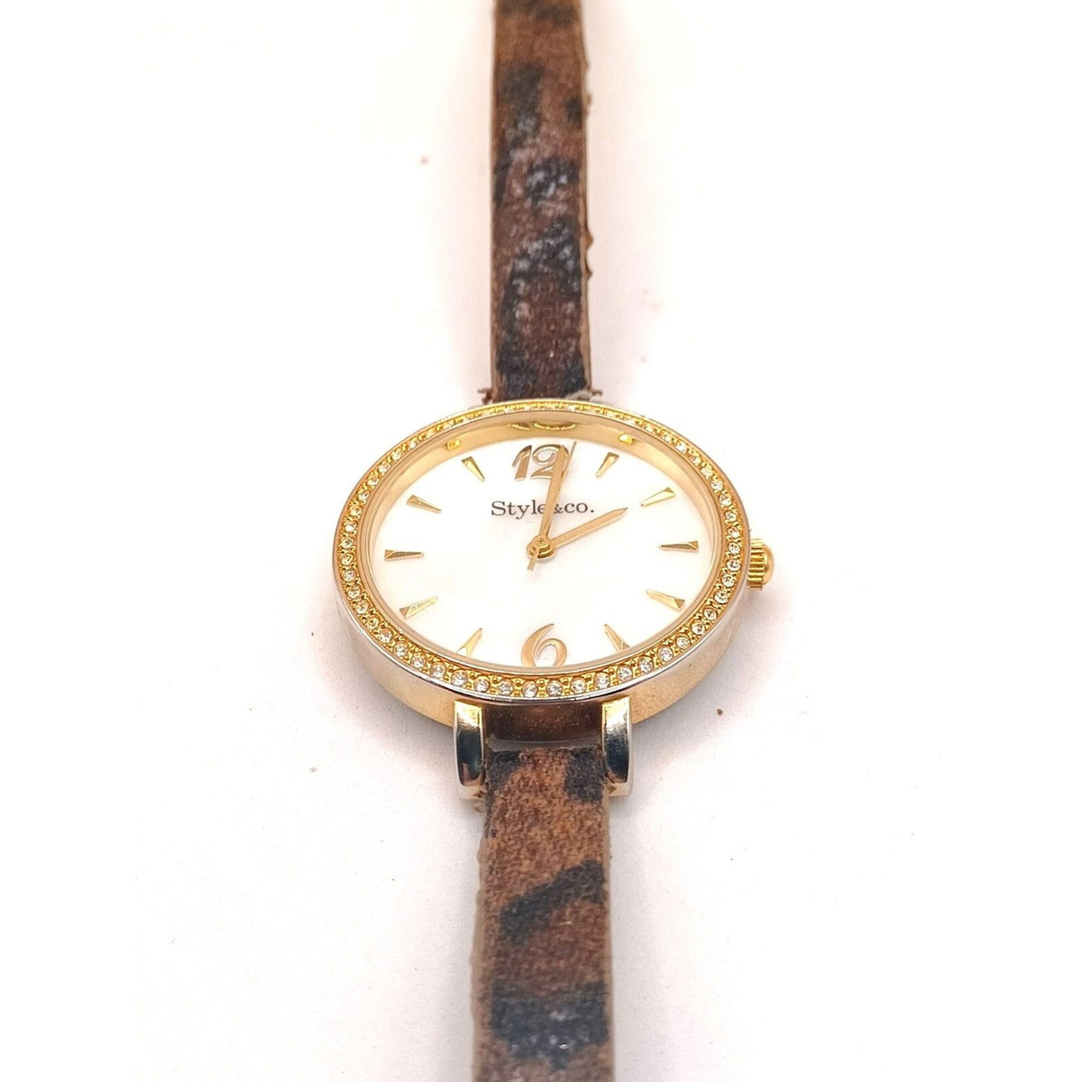 Women's Style & Co. Designer Fashion Rhinestone Bezel 35mm Watch NEW BATTERY