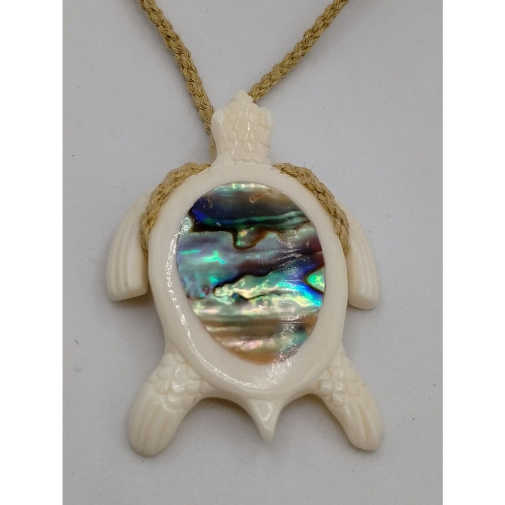 Vintage Bali Abalone Sea Turtle Pendant Necklace and Earring Set
