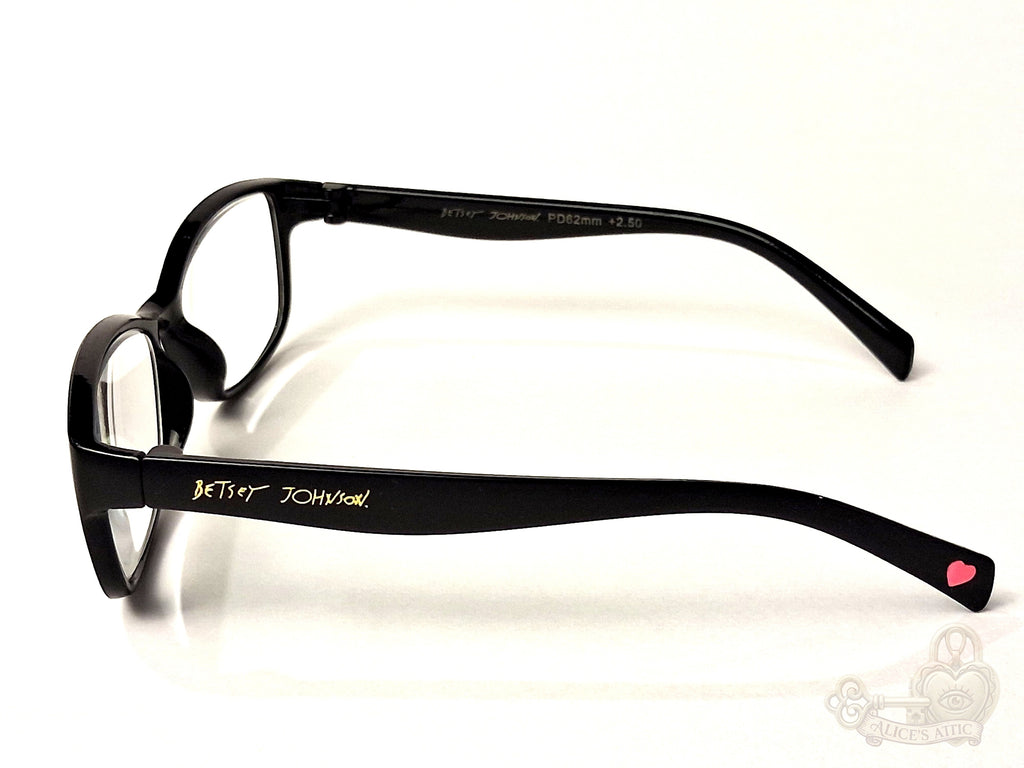 Betsey Johnson BE TRUE Black Full Rim Plastic Reading Glasses +2.50 - Image 4