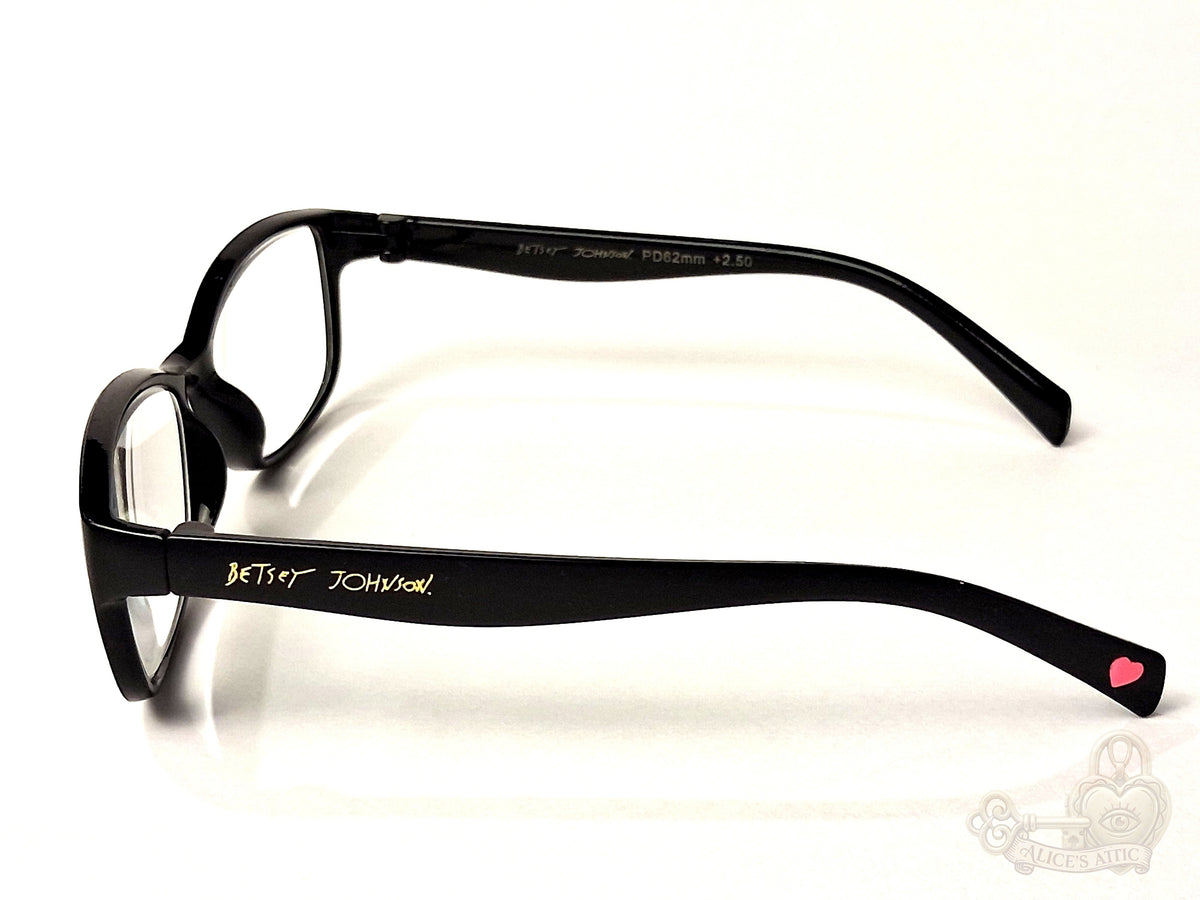 Betsey Johnson BE TRUE Black Full Rim Plastic Reading Glasses +2.50 - Image 4