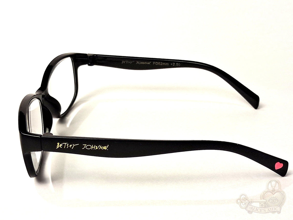 Betsey Johnson BE TRUE Black Full Rim Plastic Reading Glasses +2.50 - Image 8