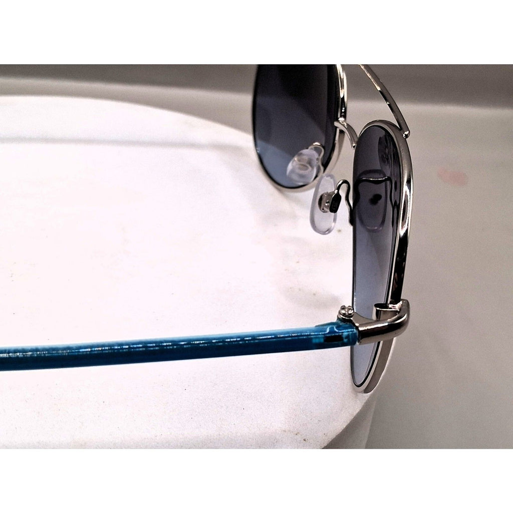 Nine West EW0914 59-14-130 Aqua Blue and Silver Aviator Frame Sunglasses