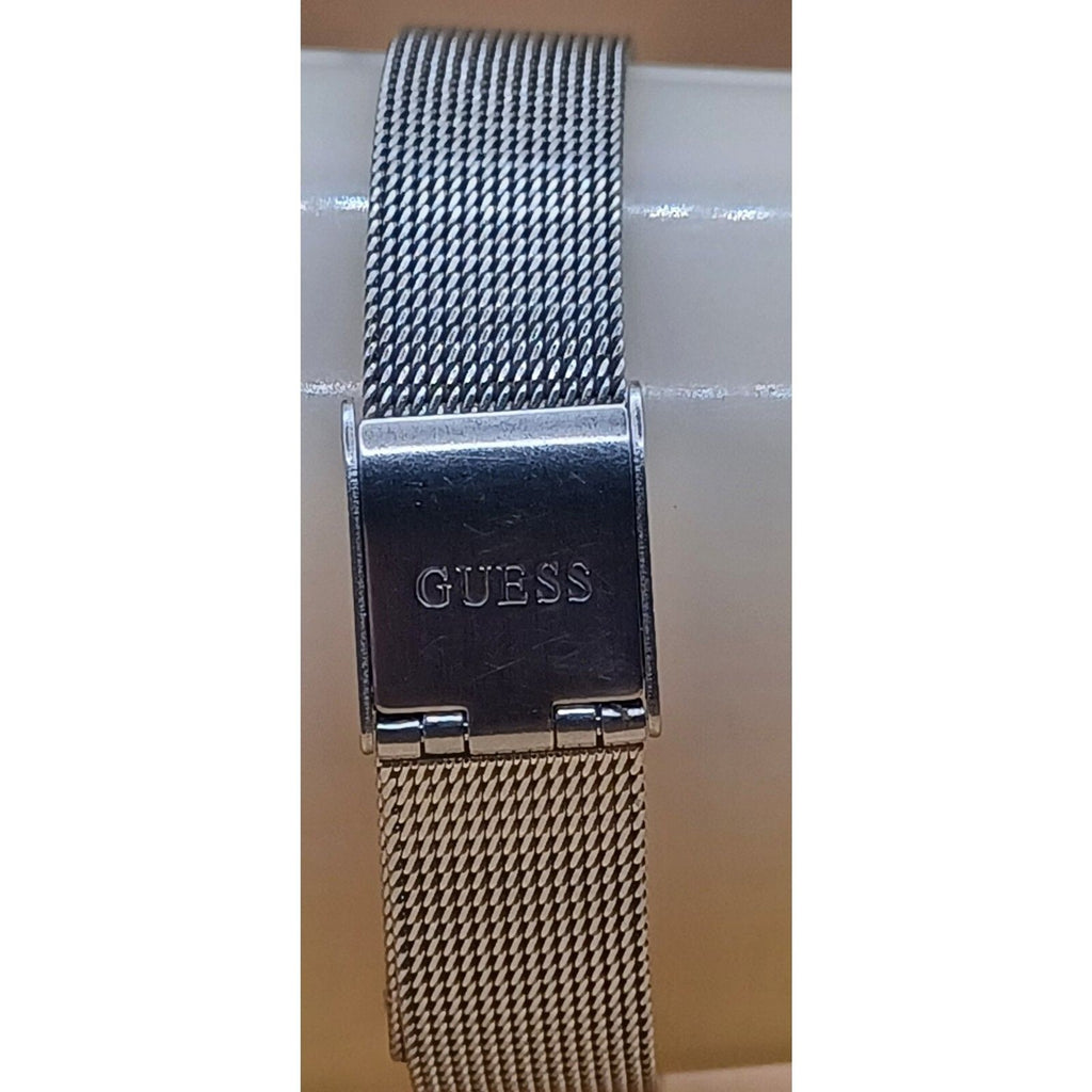 GUESS Women's Blue Face "WORKING" Watch Silver Tone Mesh