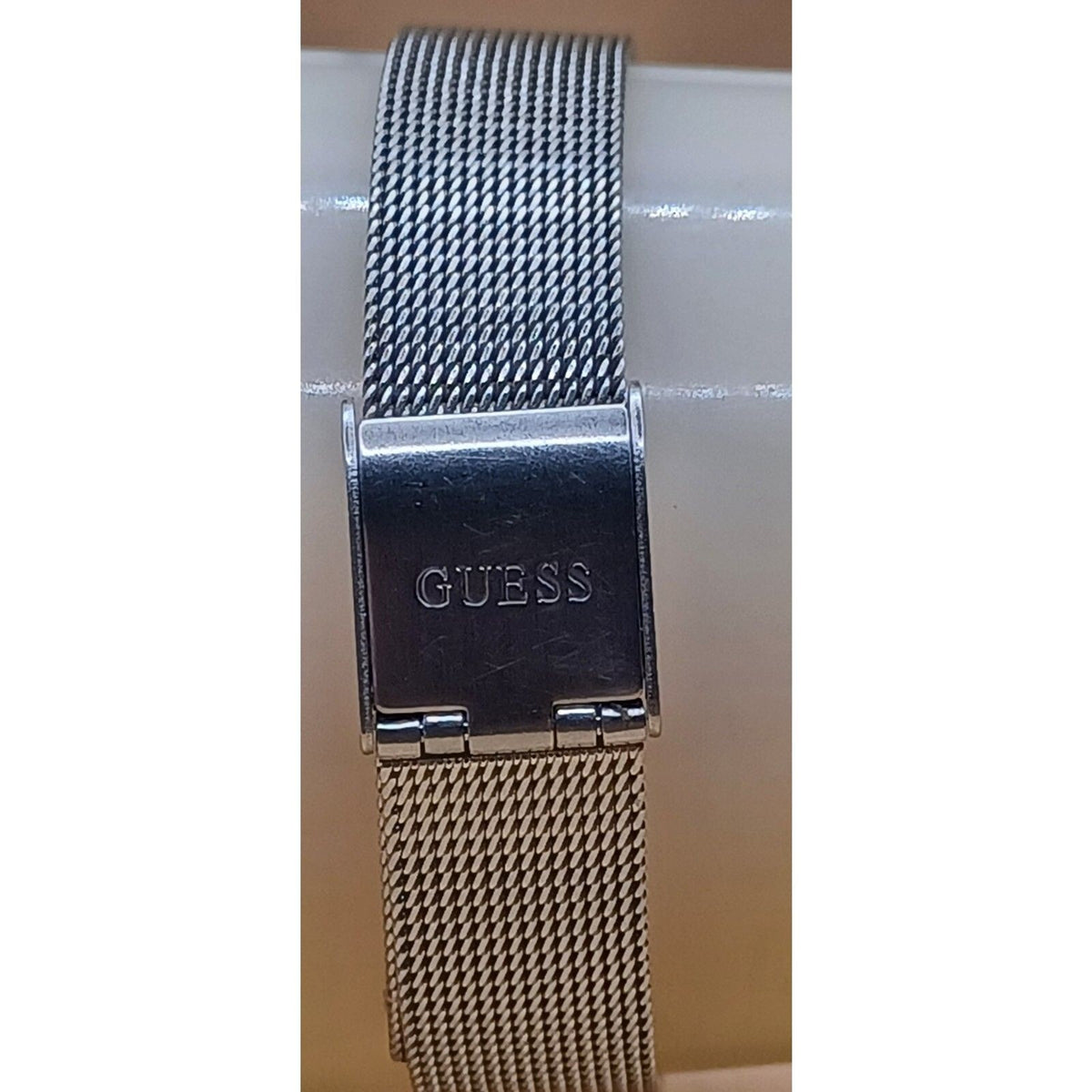 GUESS Women's Blue Face "WORKING" Watch Silver Tone Mesh