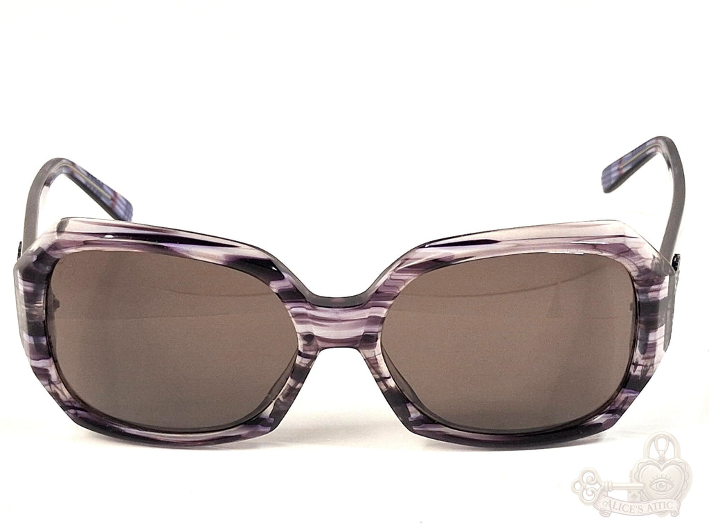 Burberry BE 4059 Made in Italy Plaid Sunglasses | Purple Square Frame - Image 1