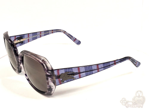Burberry BE 4059 Made in Italy Plaid Sunglasses | Purple Square Frame - Image 2