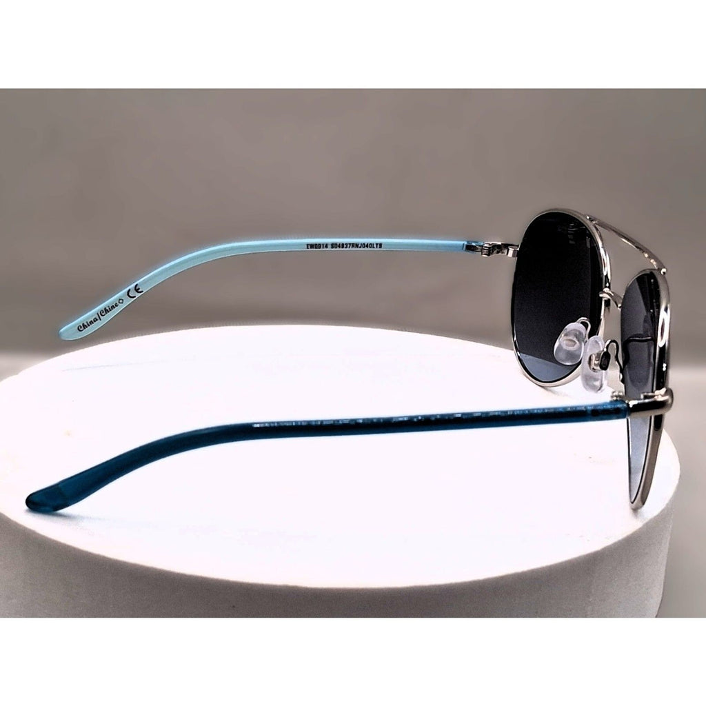 Nine West EW0914 59-14-130 Aqua Blue and Silver Aviator Frame Sunglasses