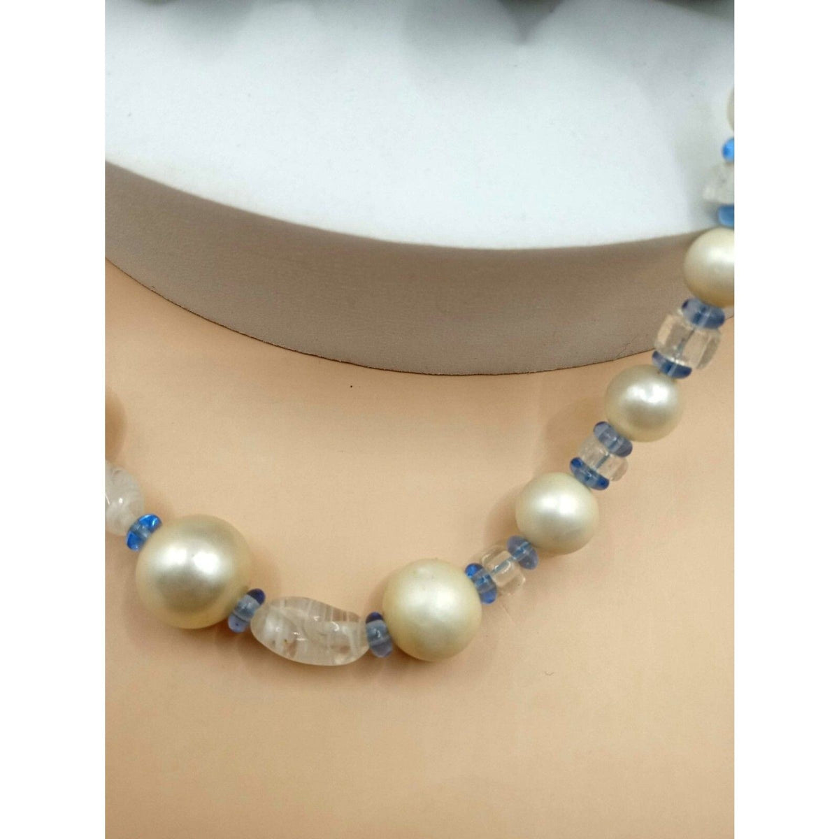 Vintage Graduated Faux Pearl & Lampwork Glass Necklace