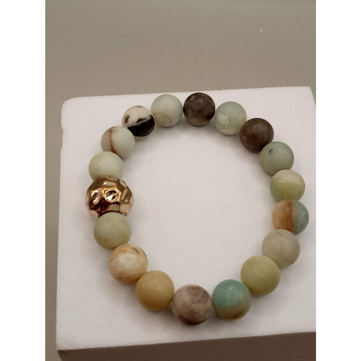 Mixed Amazonite & Jasper Matte Finish Aromatherapy Bracelet