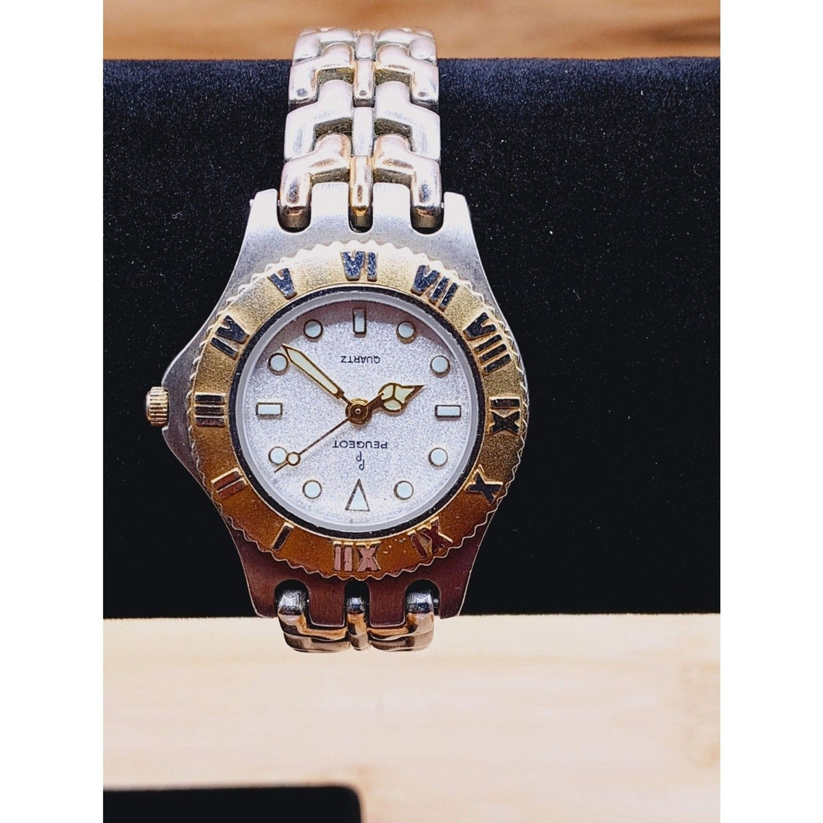 PEUGEOT Two-Tone Timepiece 12hr Bezel Quartz Womens Watch WORKING