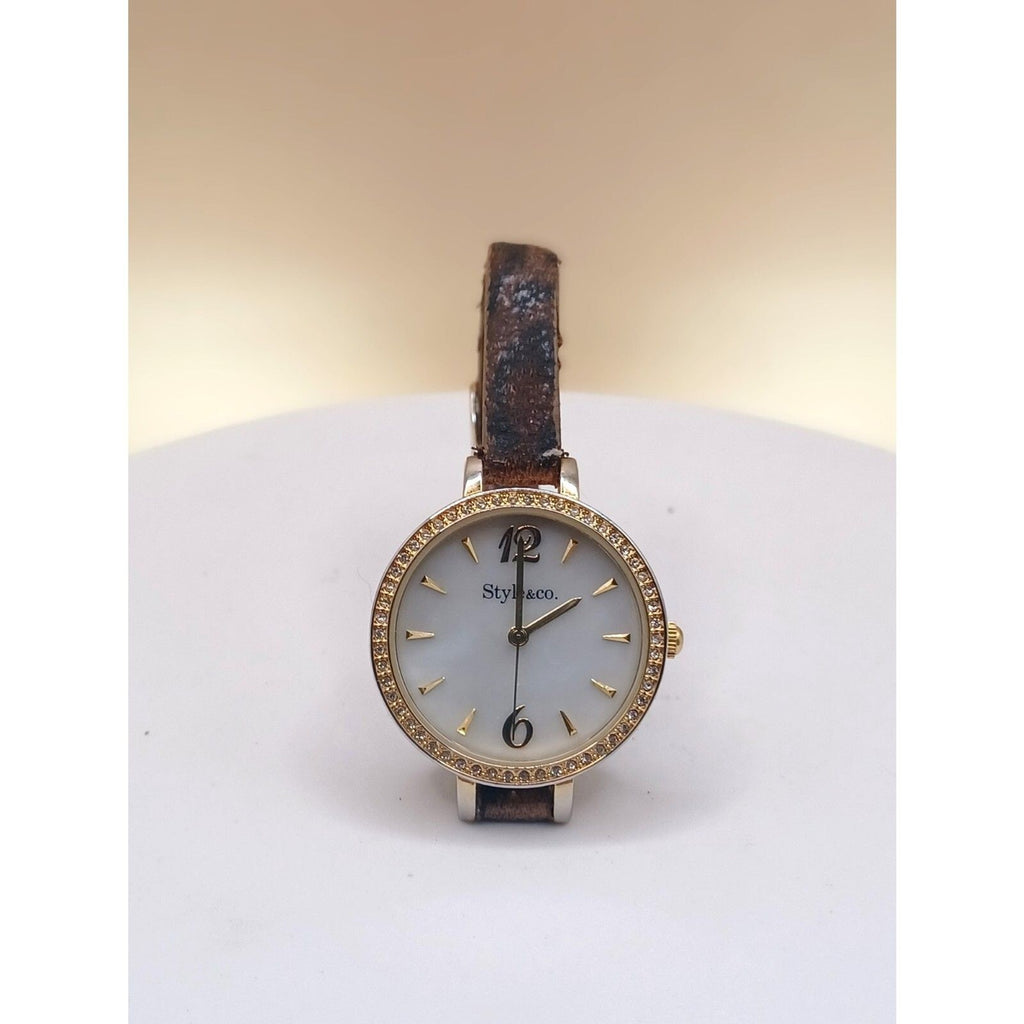 Women's Style & Co. Designer Fashion Rhinestone Bezel 35mm Watch NEW BATTERY