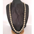 Matinee Necklace of Gray Satin Silk Thread Wrapped beads