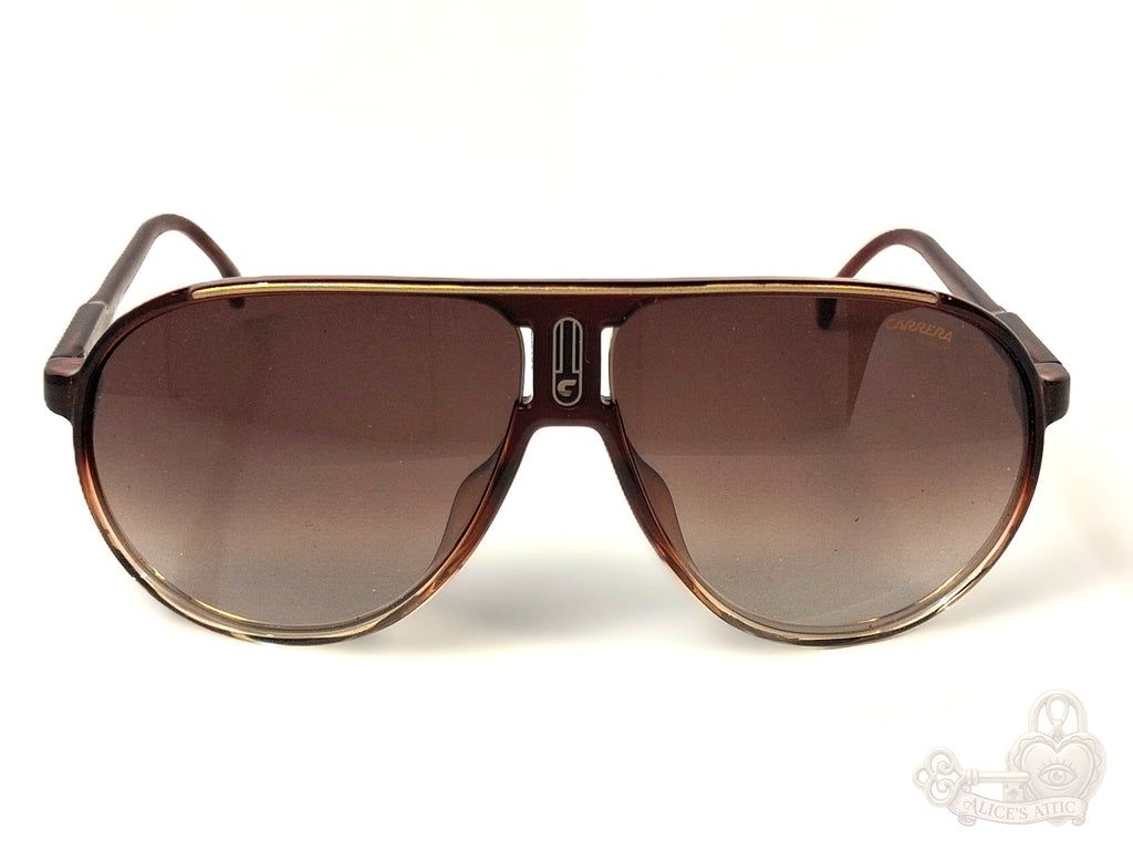 Carrera Champion 65/N Aviator Sunglasses Brown Gold Trim - Image 1