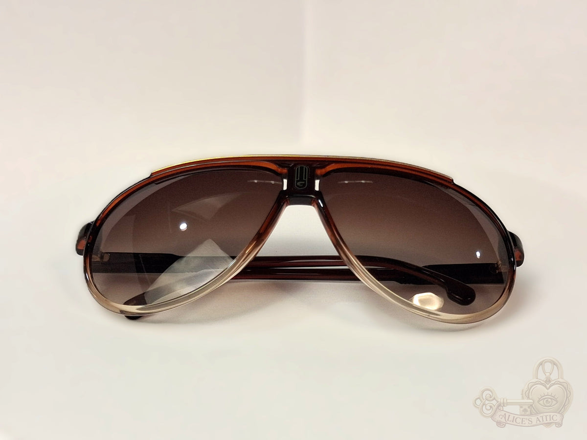 Carrera Champion 65/N Aviator Sunglasses Brown Gold Trim - Image 11