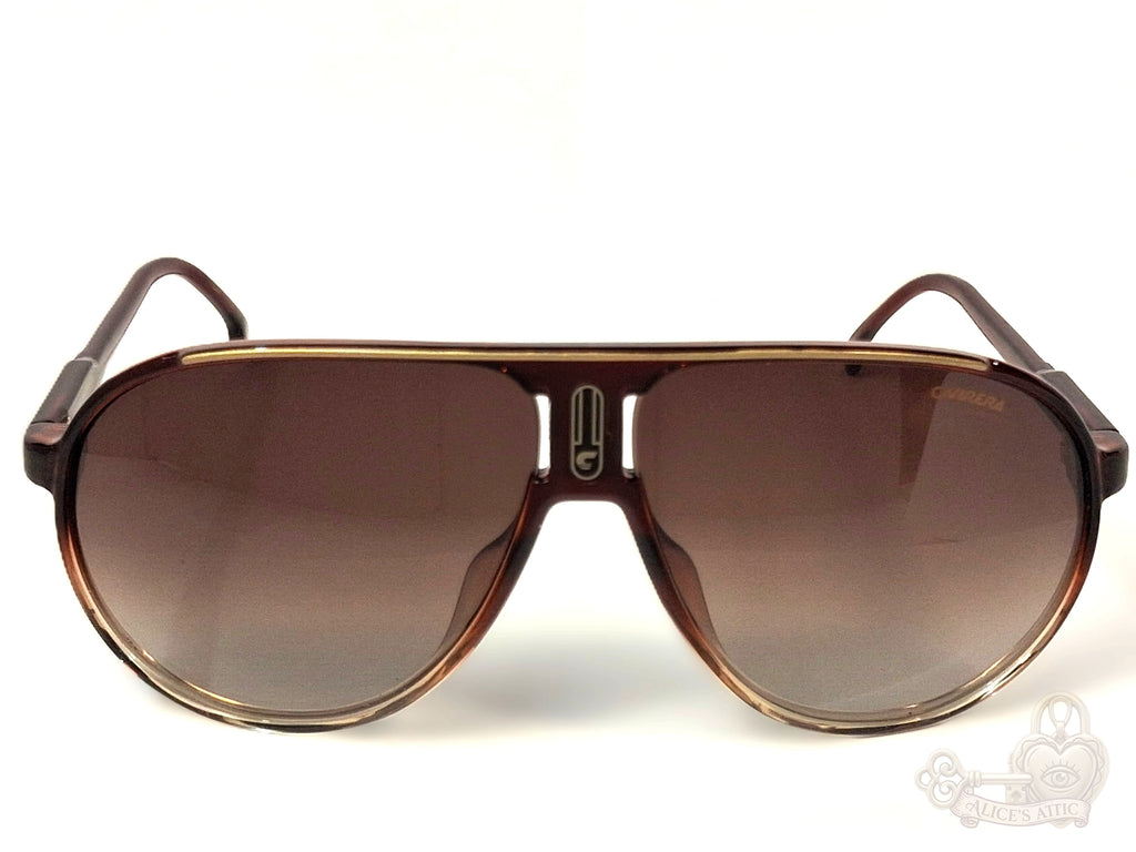 Carrera Champion 65/N Aviator Sunglasses Brown Gold Trim - Image 2