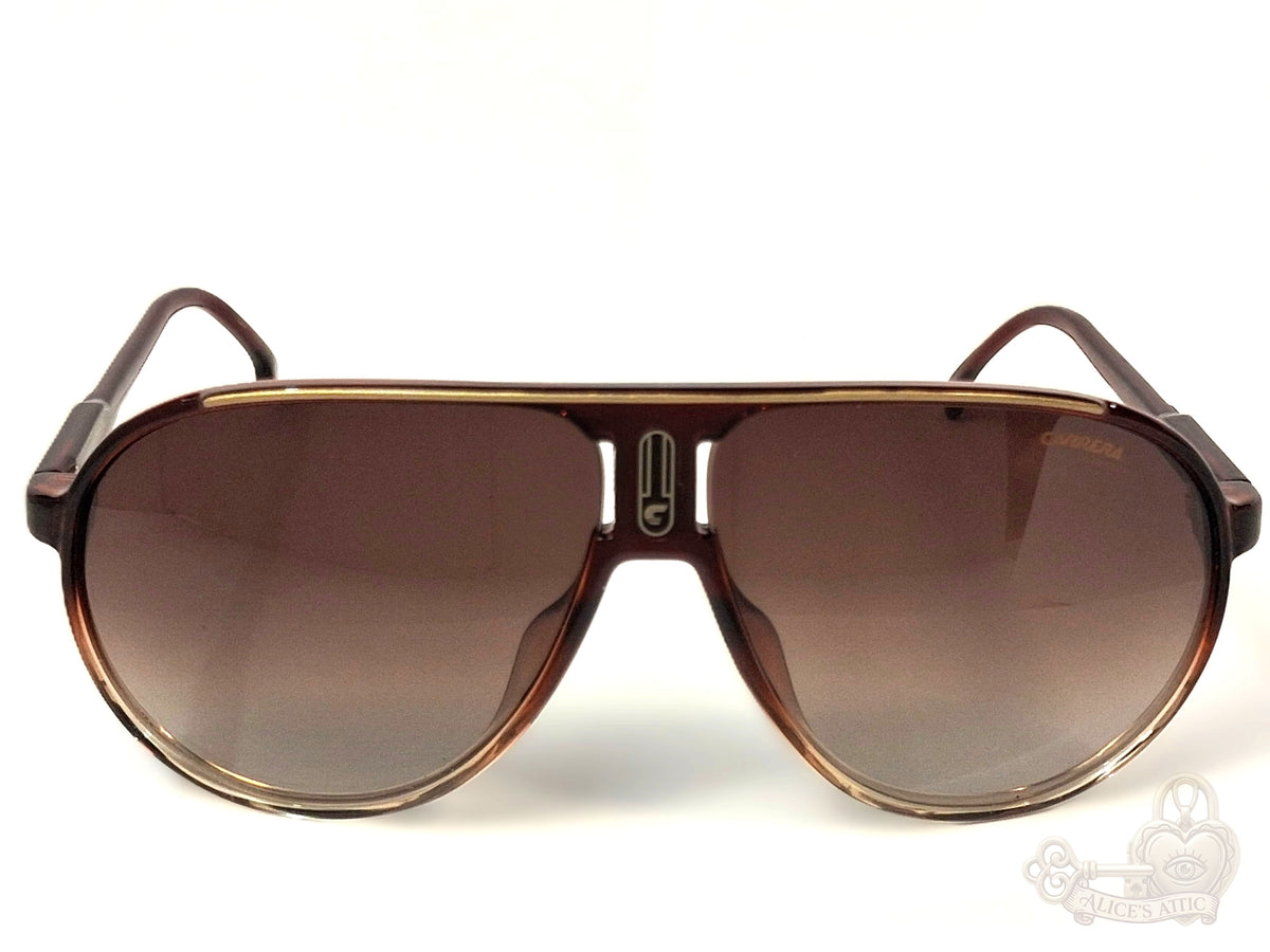 Carrera Champion 65/N Aviator Sunglasses Brown Gold Trim - Image 2