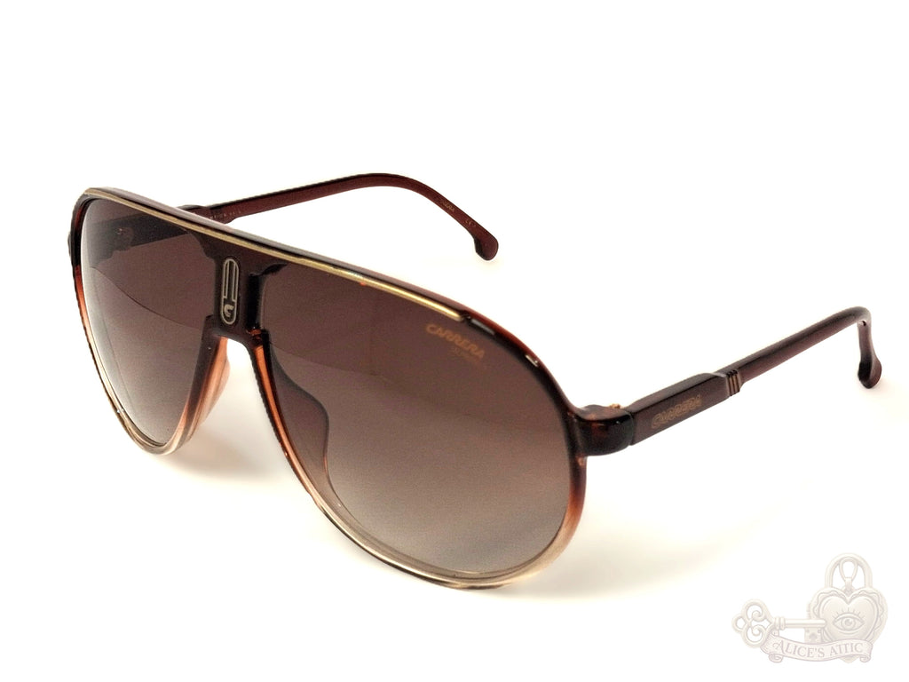Carrera Champion 65/N Aviator Sunglasses Brown Gold Trim - Image 9