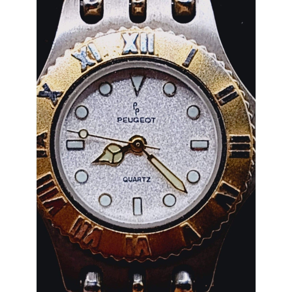 PEUGEOT Two-Tone Timepiece 12hr Bezel Quartz Womens Watch WORKING
