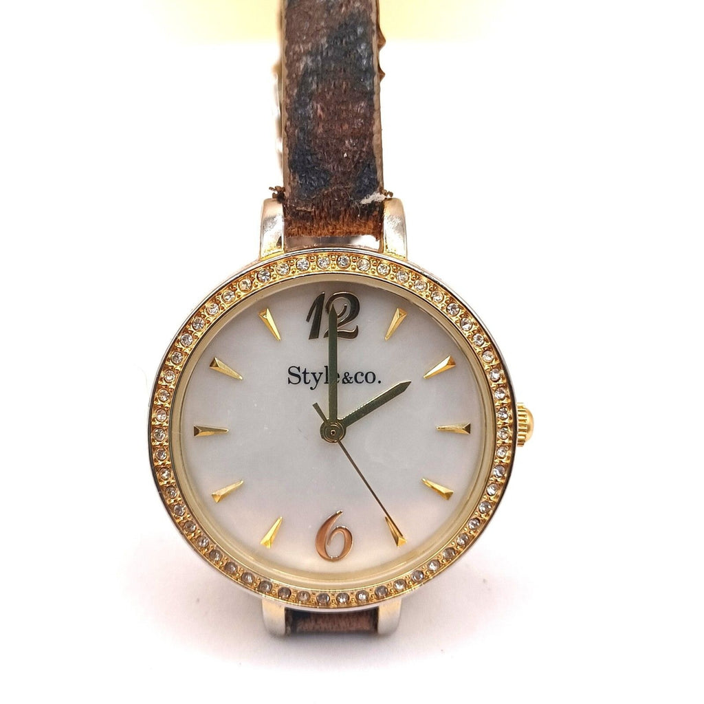 Women's Style & Co. Designer Fashion Rhinestone Bezel 35mm Watch NEW BATTERY
