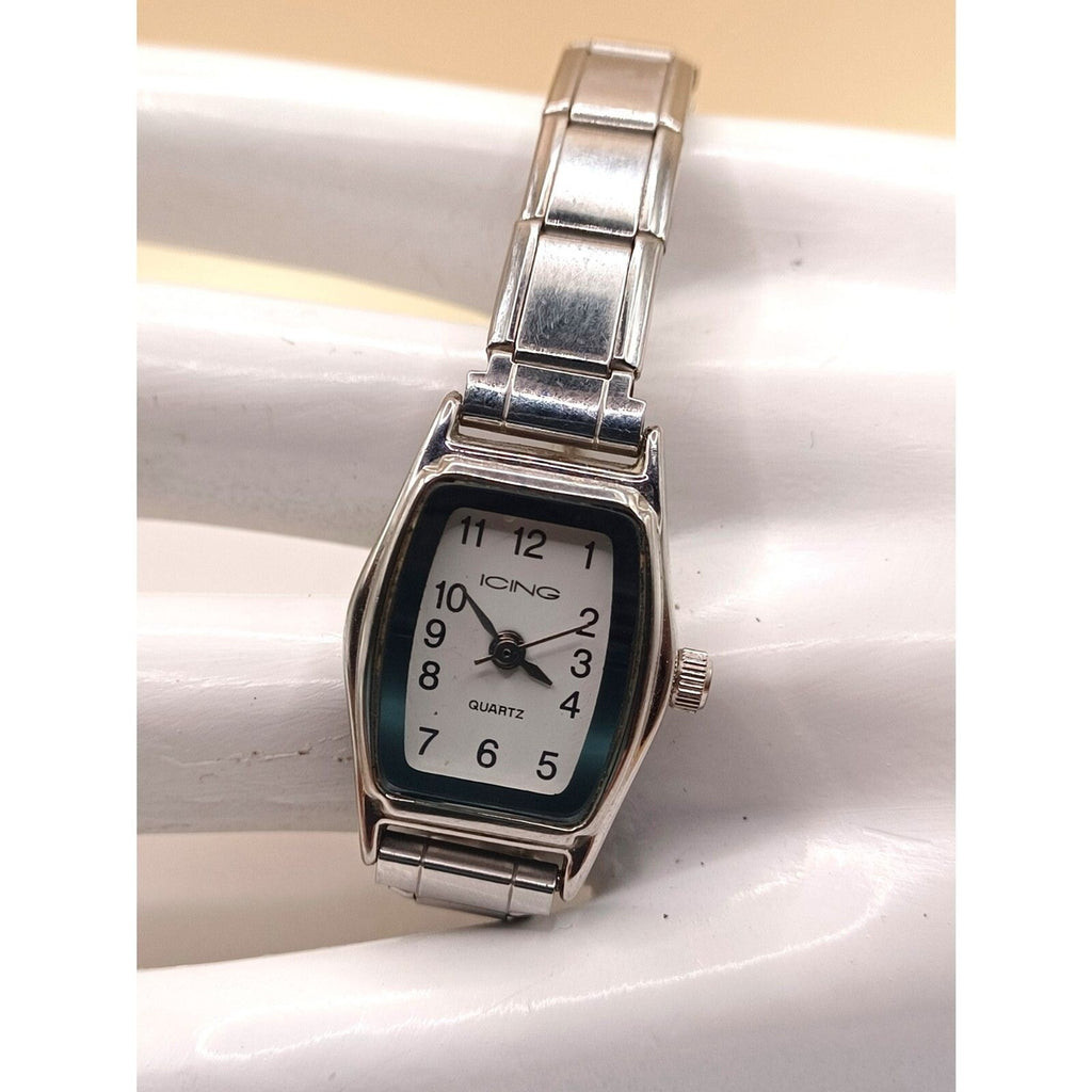 Women's Icing Analog Quartz Silver Tone Bracelet Wrist Watch NEW BATTERY WORKING
