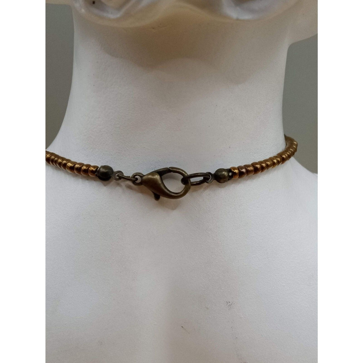 Vintage Lucite Oval Beads Seed Beads Metallic Shade Necklace