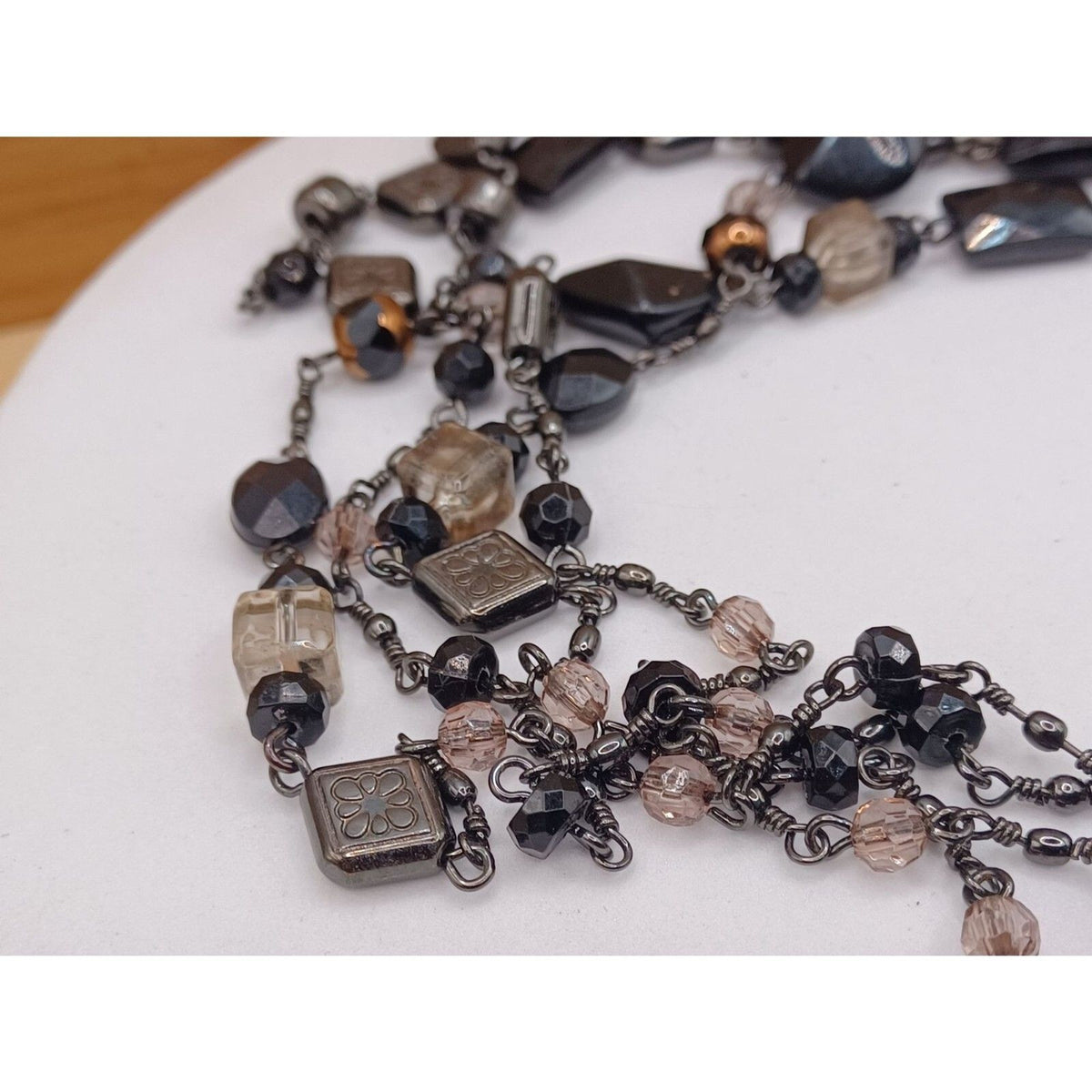 Vintage Cookie Lee Double Strand Mixed Beaded 26" Necklace