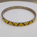 Vintage Gold Tone with Black Chevron Style Accents Bangle Bracelet