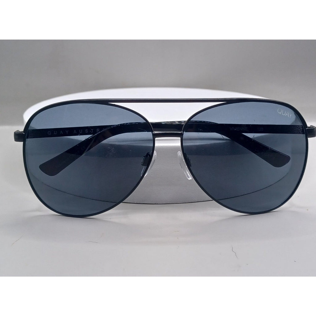 Quay Australia Women Vivienne Black Metal Aviator Sunglasses