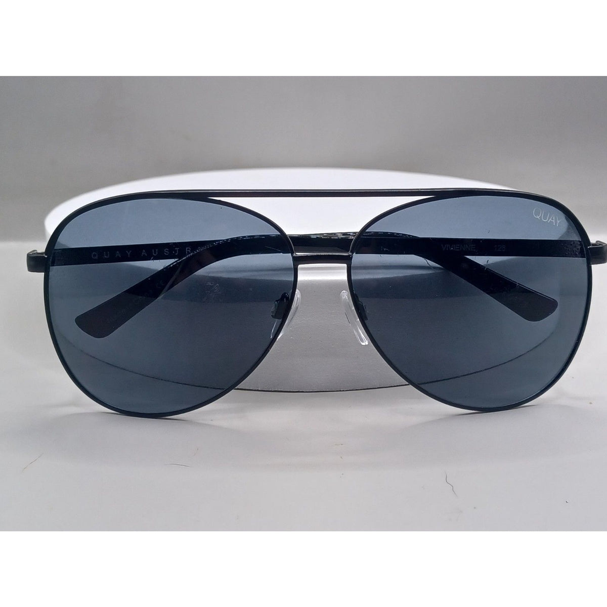 Quay Australia Women Vivienne Black Metal Aviator Sunglasses