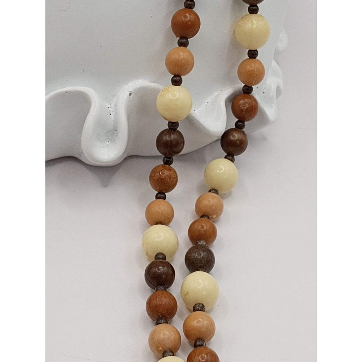 Vintage Beaded CHOCOLATE DIVA Tri Shade Strand Long 48" Necklace