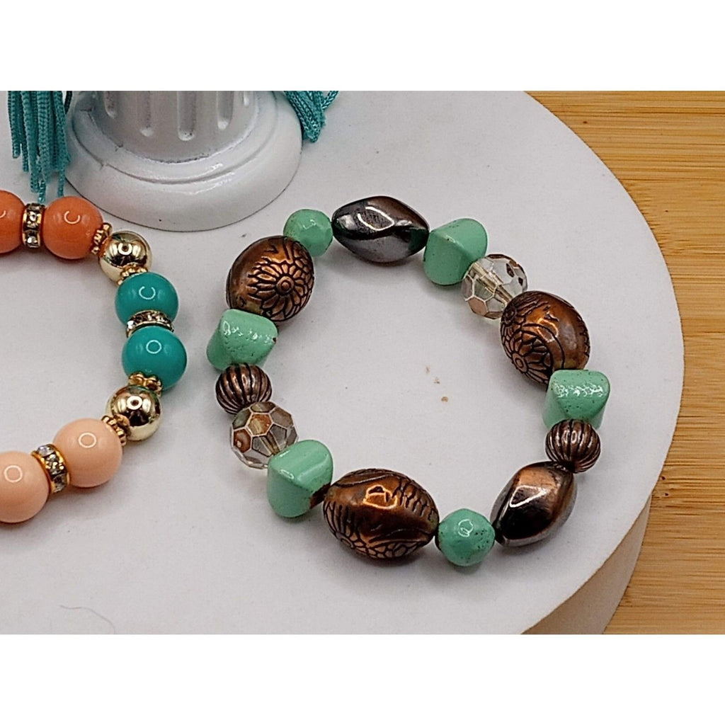 Vintage jewelry Pieces, 2 Stretchy Bracelets Tassel Earrings