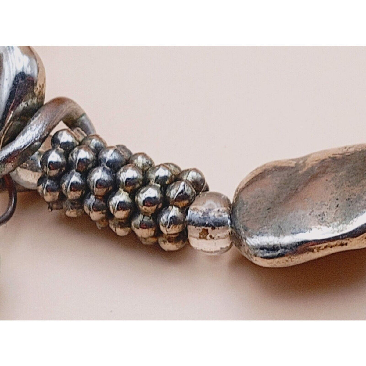 Natural Kiwi Jasper & Silvertone Charm Bracelet Dangle Charm