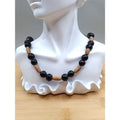 Vintage Organic Natural Sandalwood Round & Barrel Beaded Necklace