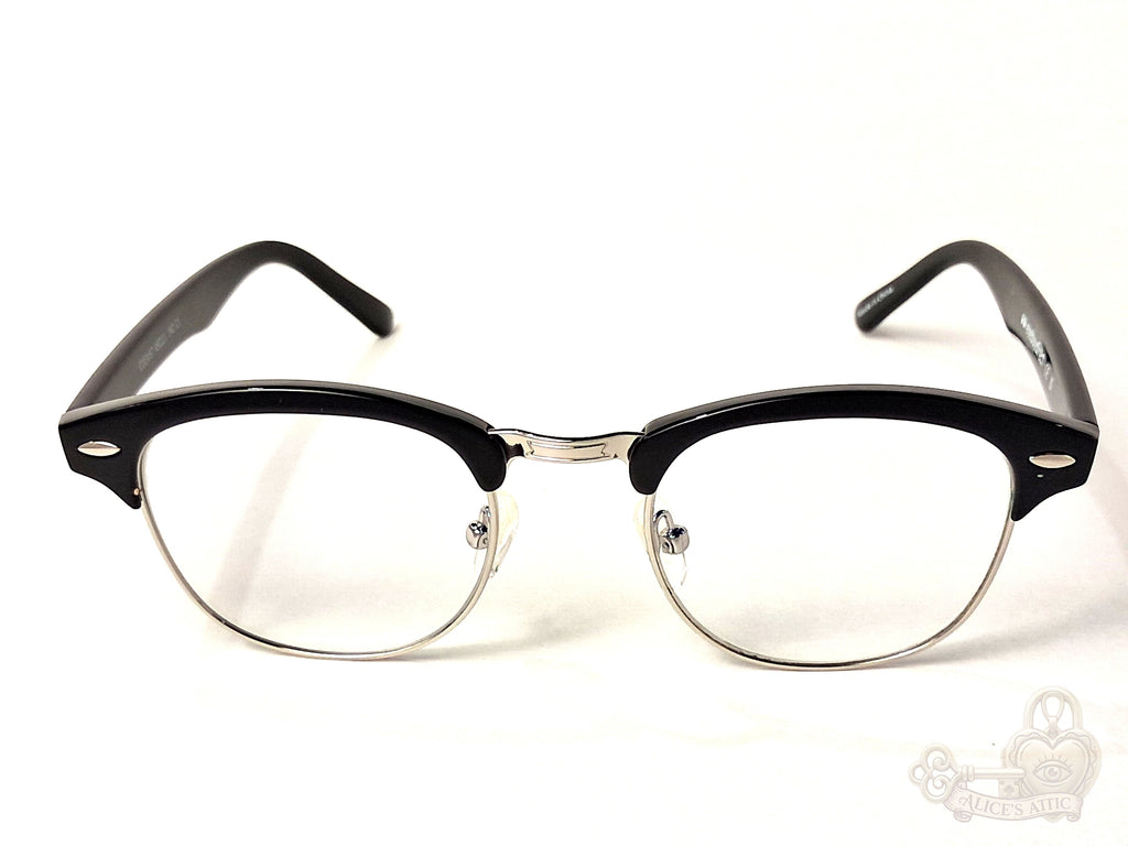 Eyebuydirect Cosmo Black Silver Browline Eyeglass Frames - Image 1