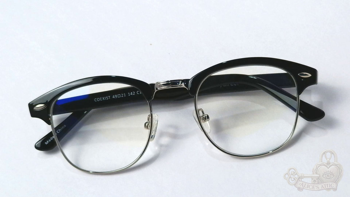 Eyebuydirect Cosmo Black Silver Browline Eyeglass Frames - Image 12