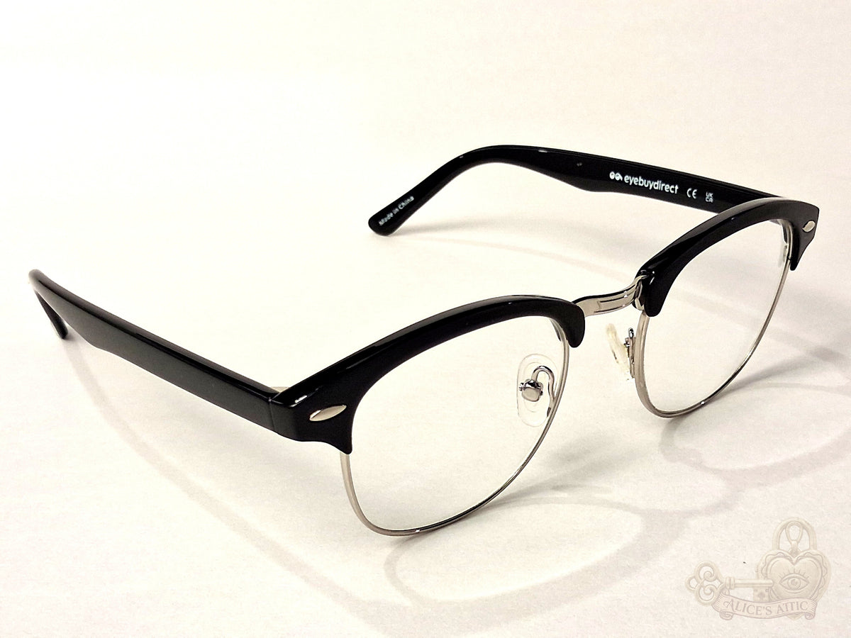Eyebuydirect Cosmo Black Silver Browline Eyeglass Frames - Image 2