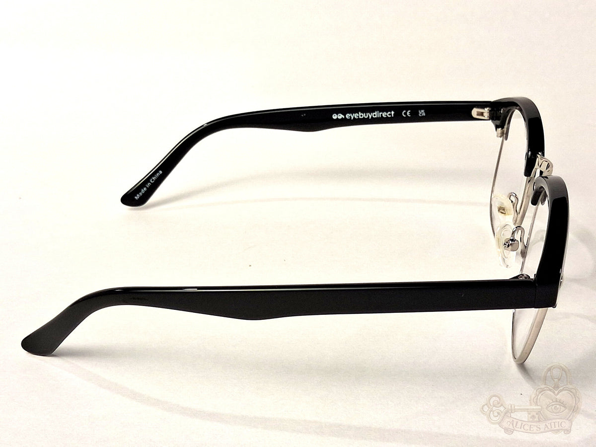 Eyebuydirect Cosmo Black Silver Browline Eyeglass Frames - Image 3