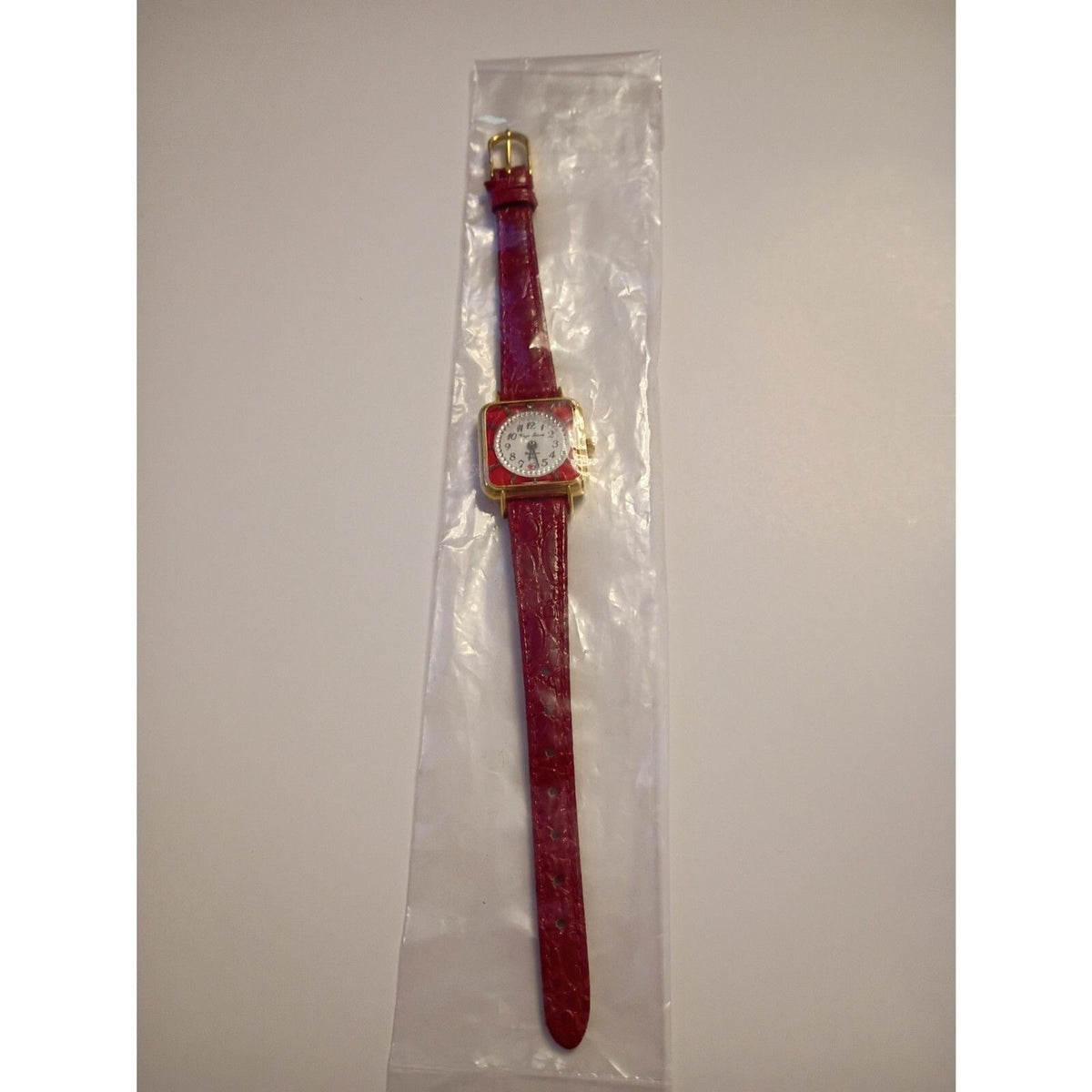 Virgin Islands De Luxe Bold Red Dial Gold-Tone Square Case Dancing Wristwatch