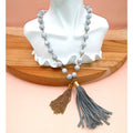 Vintage BaubleBar Marbled Acrylic Bead & Double Tassel Pendant Necklace