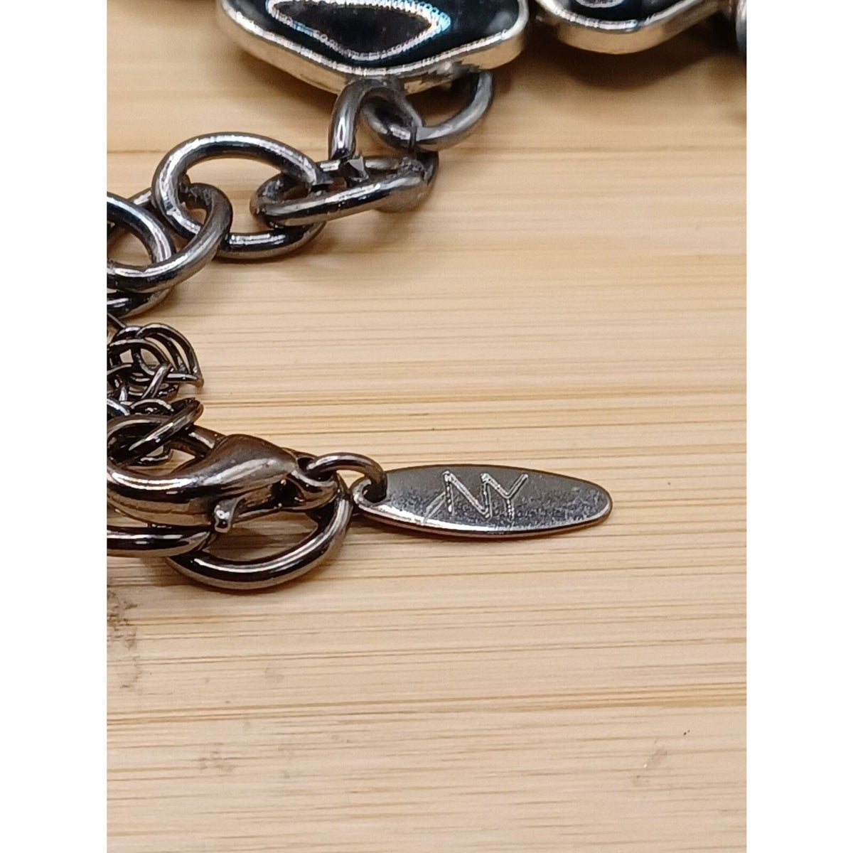 NY Collection Layered Flower Accent Lucite Zebra Stripe Beads Vintage Necklace