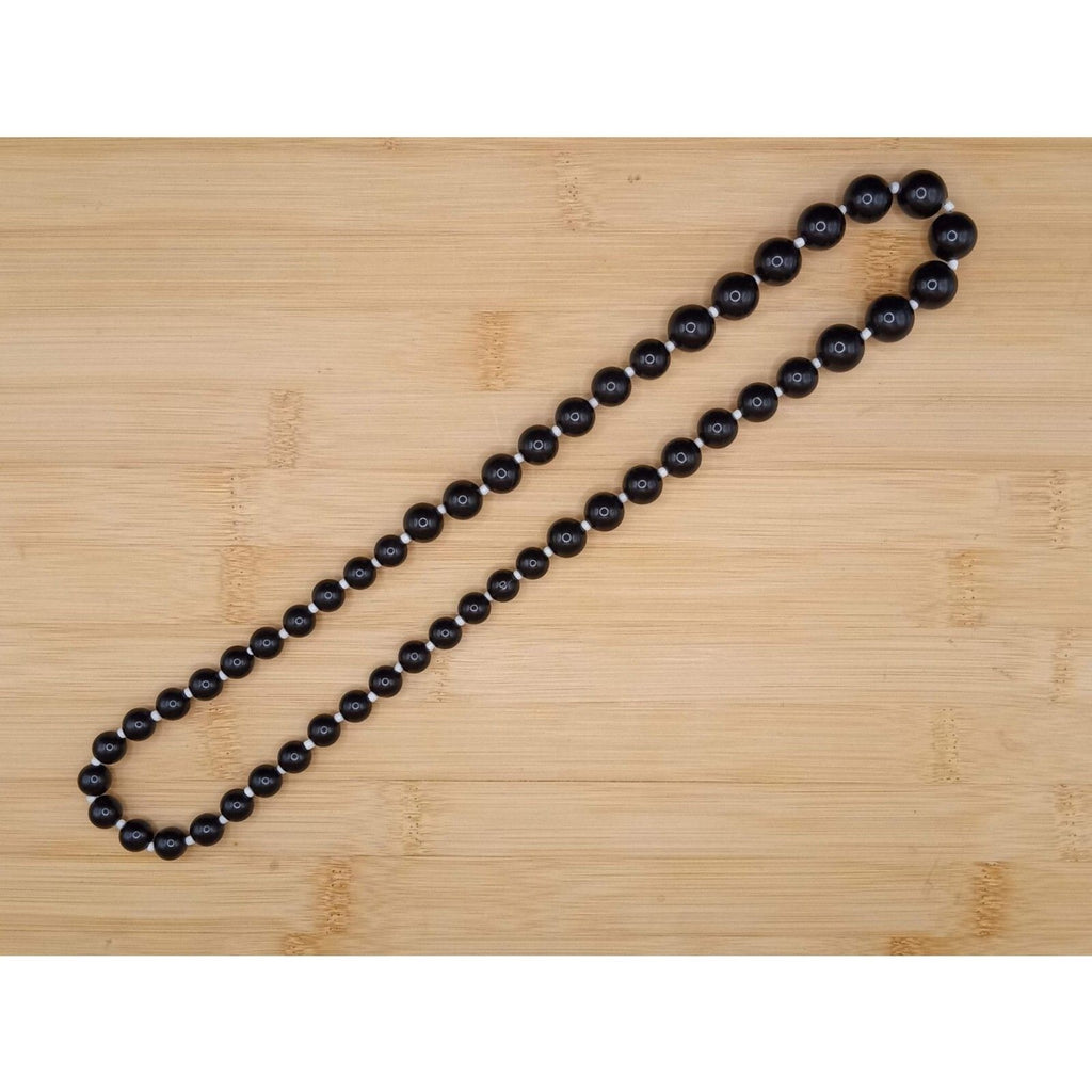 Vintage Black Beaded Single Strand Individually Spaced Matinee Necklace