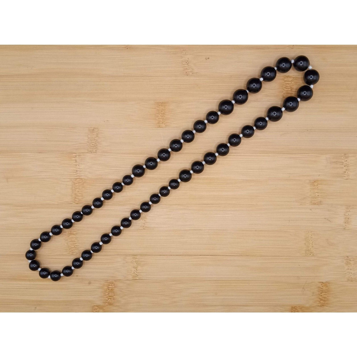 Vintage Black Beaded Single Strand Individually Spaced Matinee Necklace