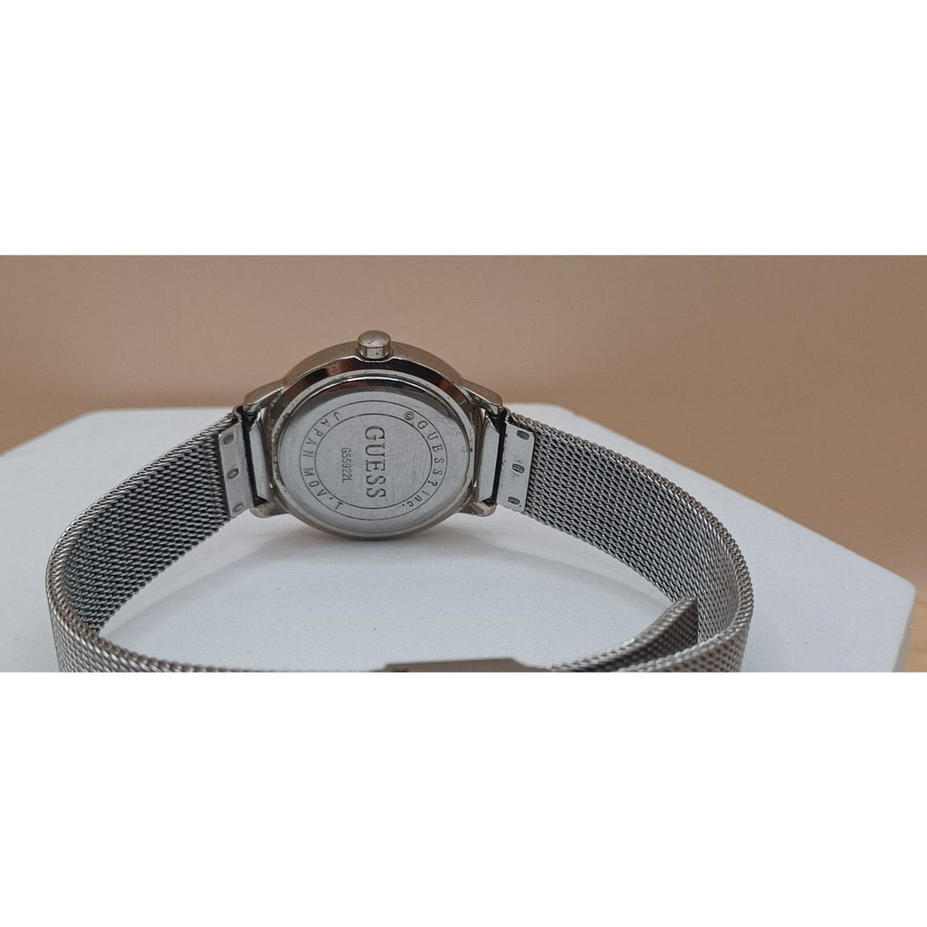 GUESS Women's Blue Face "WORKING" Watch Silver Tone Mesh