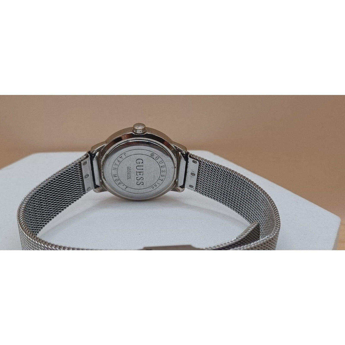 GUESS Women's Blue Face "WORKING" Watch Silver Tone Mesh