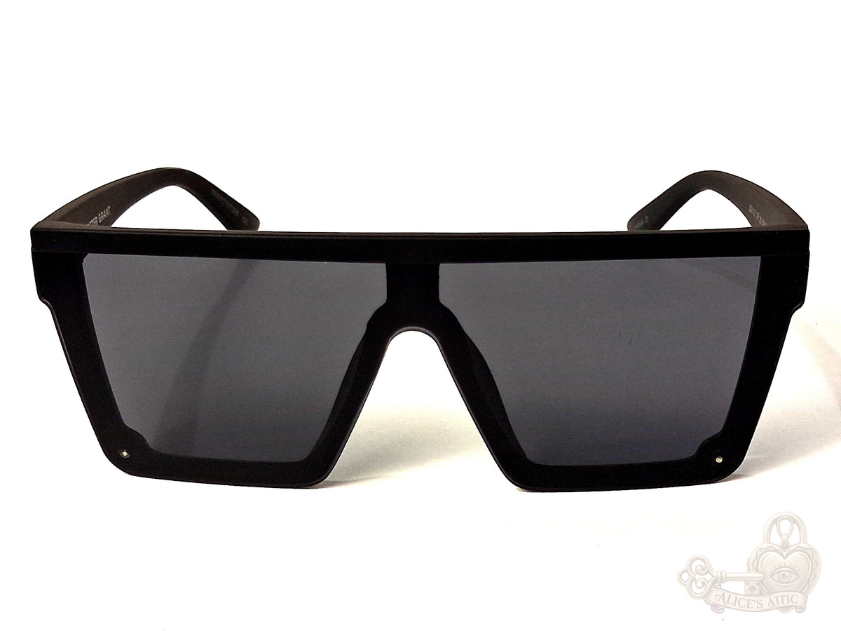 Foster Grant Flat Top Shield Sunglasses Matte Black Oversized Unisex Eyewear - Image 2