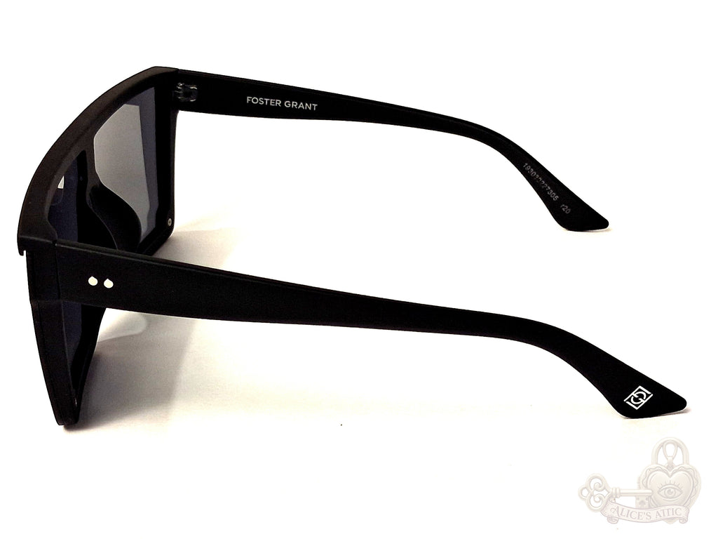 Foster Grant Flat Top Shield Sunglasses Matte Black Oversized Unisex Eyewear - Image 3